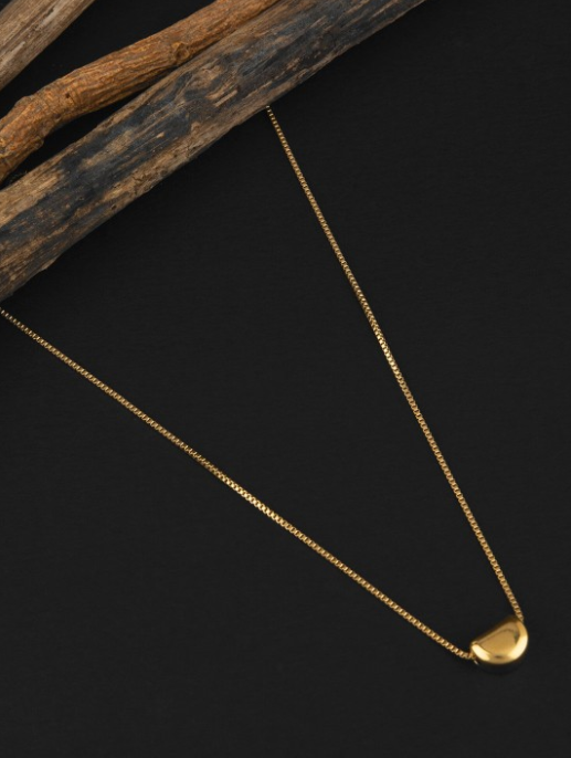 Anti-Tarnish Titanium Steel Plating Pendant Necklace Golden Little Bean Necklace | Celebrity Inspired Necklace
