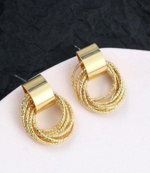 New Gold Metallic Multiple Circle Earrings | Golden Earrings | Work Wear Jewellery