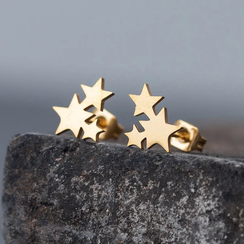 Anti-Tarnish Titanium Steel Star Stud Earrings | Stars Earrings | Office/Work Wear Earrings