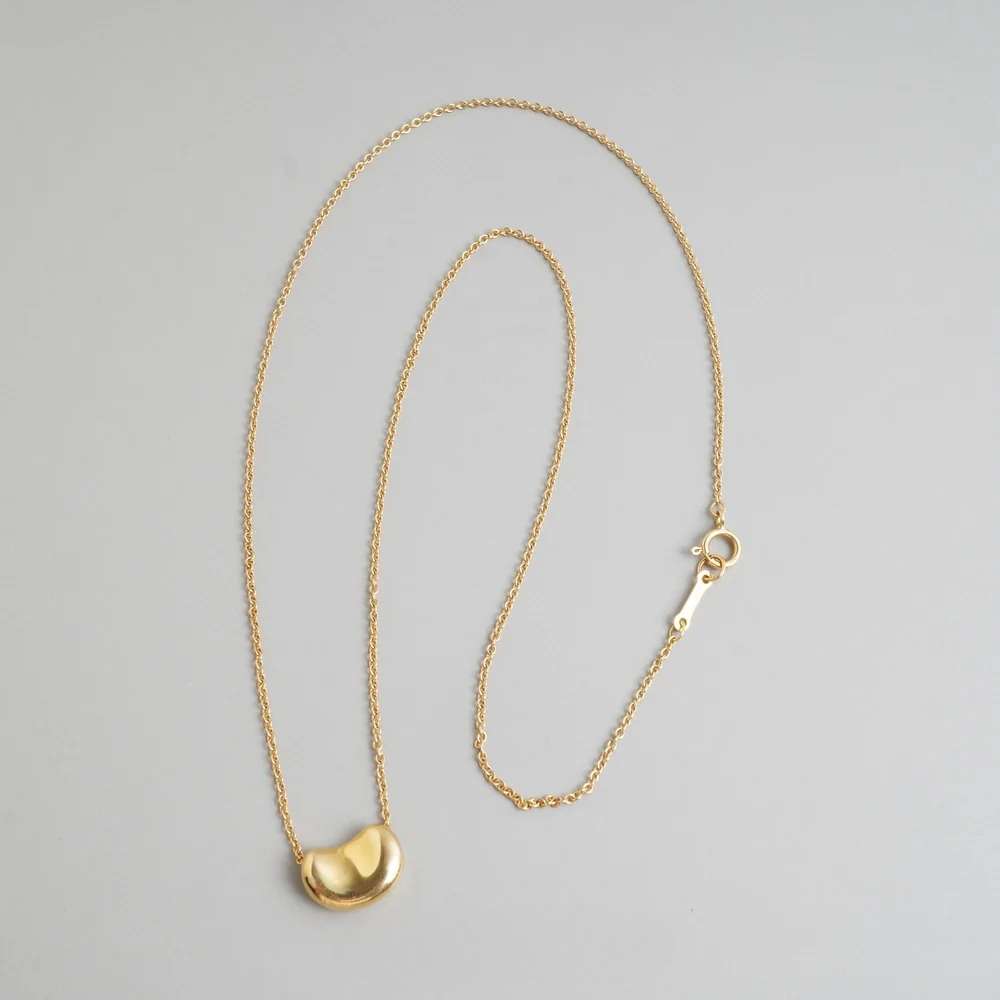 Anti-Tarnish Titanium Steel Plating Pendant Necklace Golden Little Bean Necklace | Celebrity Inspired Necklace