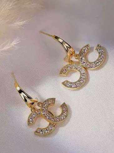 Double C Shape Zircon Drop Earrings | Dainty Jewellery | Elegant Earrings | Work Wear Earrings | Party Wear Earrings