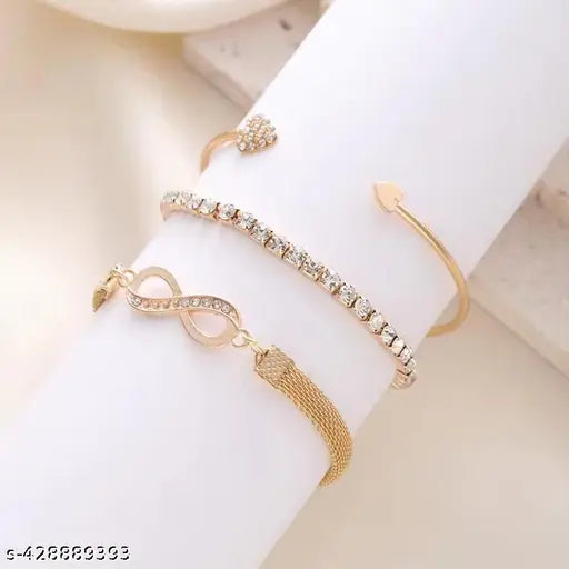 Streetwear Infinity Solid Color Artificial Crystal Alloy Bracelets Bangle | Infinity Bracelet Set