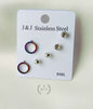 Anti-Tarnish Stainless Steel Plating Zircon Ear Studs Set | Gift For Her | Set of three Earrings