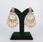 Golden Kundan Chandbali With Peach Dangling Pearls | Peach Chandbali | Traditional Peach Earrings
