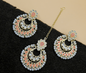 Peach Color Kundan Chandbali with Maang Teeka