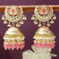 Brass Meenakari Kundan Pink Lotus Jhmuka | Permium Quality Jewellery  |  Festive Collection