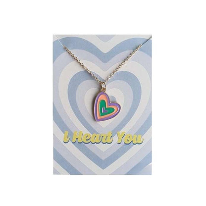 Y2K Charm Pendant Necklace - I Heart You - Purple For Women | Valentine's Day Gift For Her | Affordable Gift | Heart Pendant