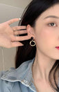 Basic Essential Dangle Gold & Black Earring For Women & Girls