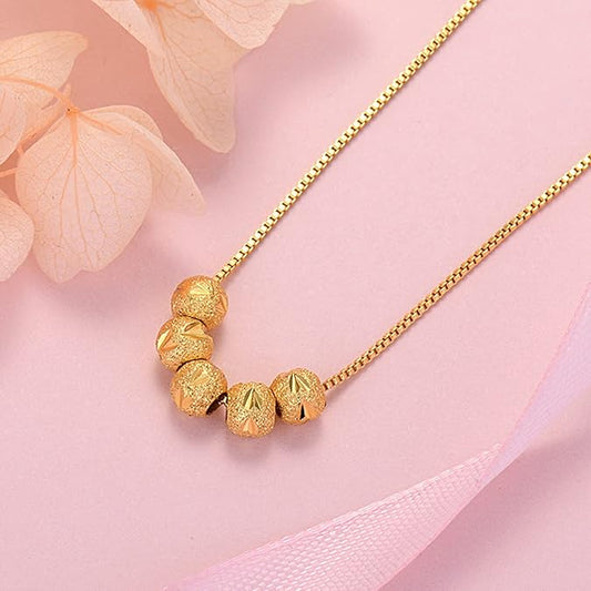 Anti-Tarnish Minimal Titanium Steel  Everyday Five Transfer Beed Necklace | Pretty Ball Chain