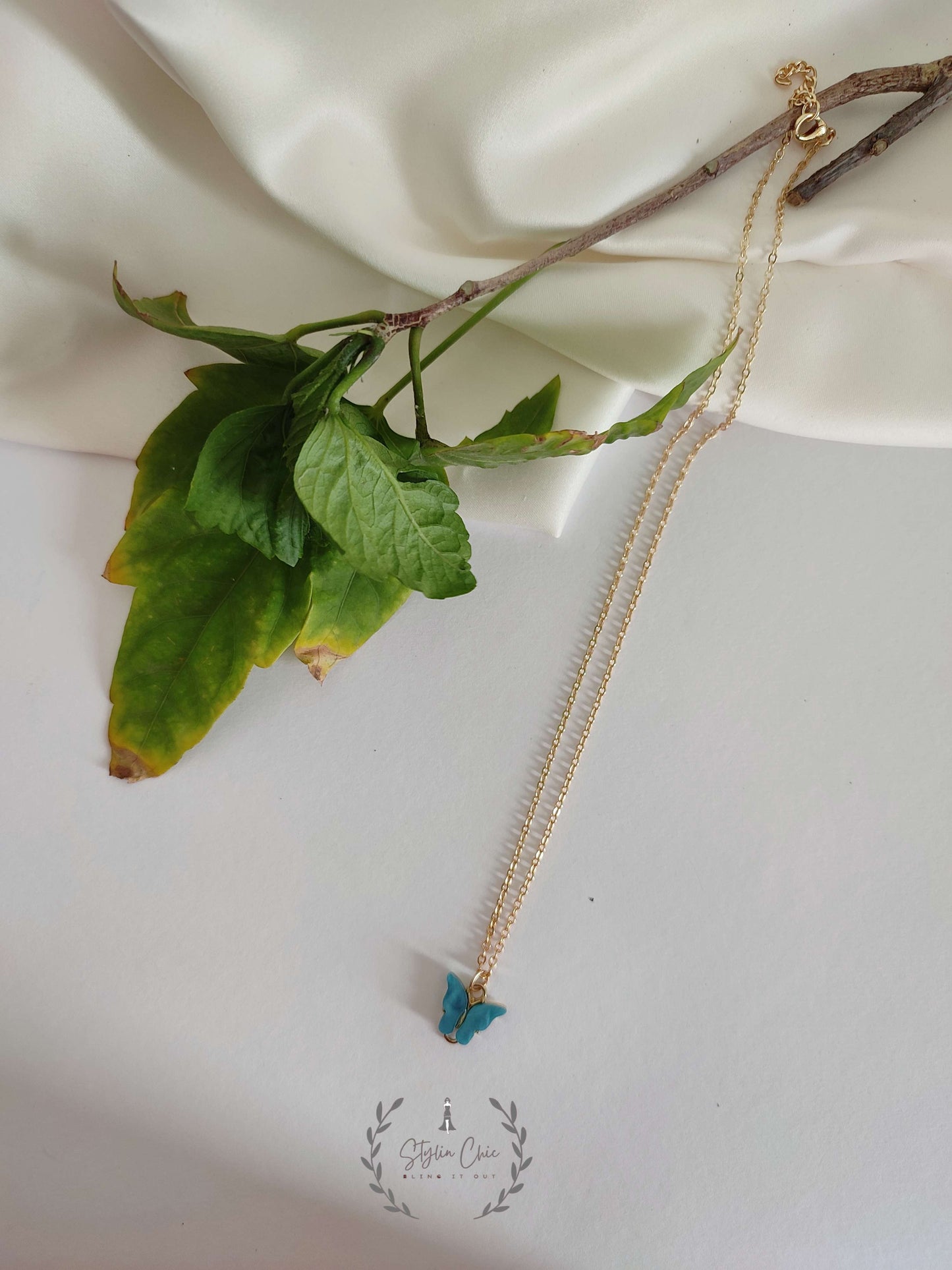 y2k Charm Butterfly Pendant Chain  | Colourful Butterfly Necklace |  Butterfly Necklace | Gift For Her | Casual Wear Necklace