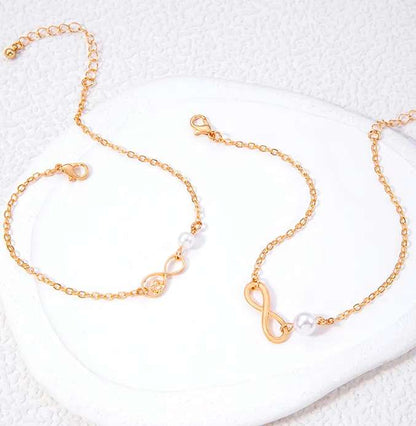 Infinity Anklets | 2pc of Infinity Charm Anklets | Golden Women Anklets | Golden Minimal Style Payal