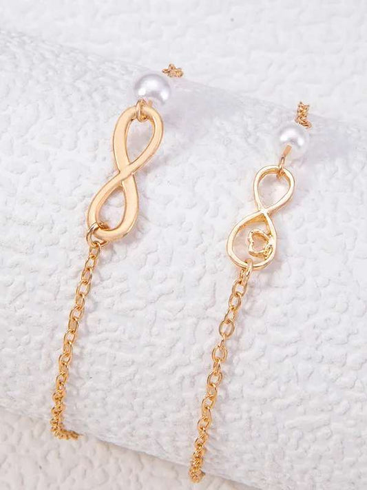 Infinity Anklets | 2pc of Infinity Charm Anklets | Golden Women Anklets | Golden Minimal Style Payal