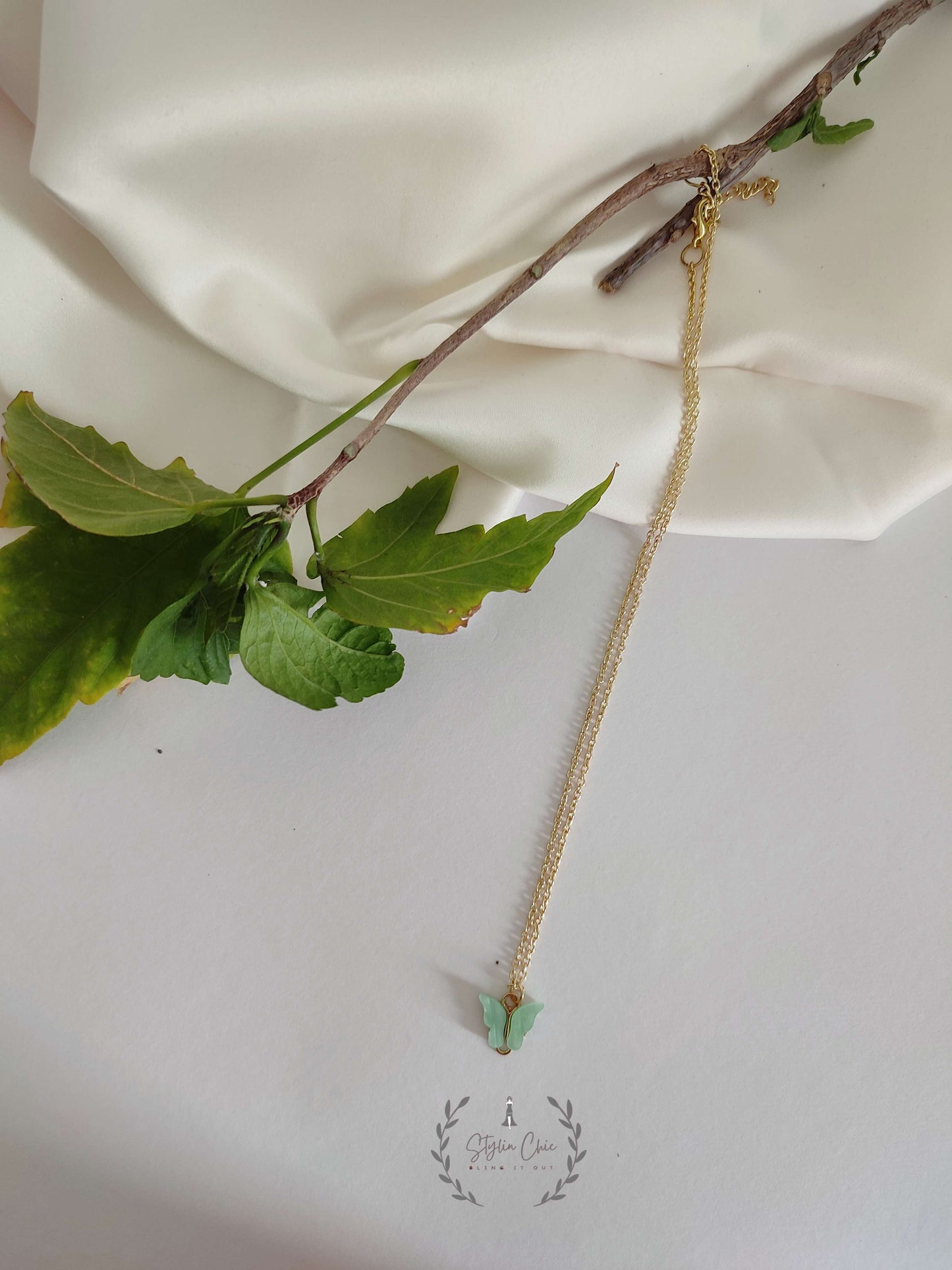 y2k Charm Butterfly Pendant Chain  | Colourful Butterfly Necklace |  Butterfly Necklace | Gift For Her | Casual Wear Necklace