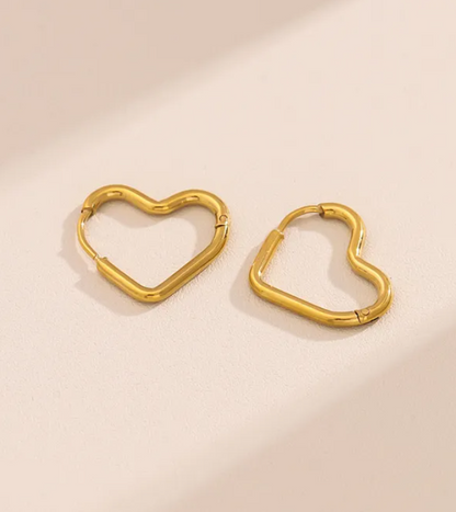 Anti-Tarnish 18K Gold Plated Heart Shape Earrings |  Golden Hoops | Everyday Earrings | Waterproof Jewellery | Daily Wear Earrings | Work Wear Jewellery