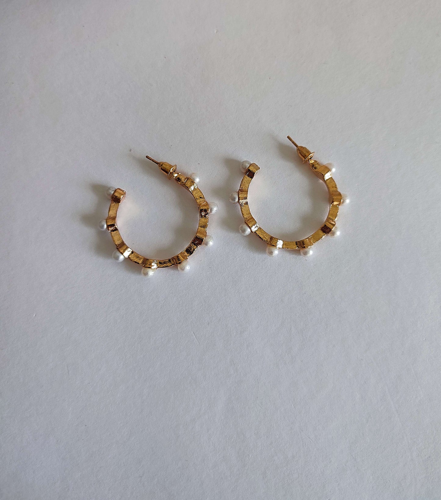 Golden Hoops with Pearl Big Size | Soft Girl Jewellery | Golden Earrings