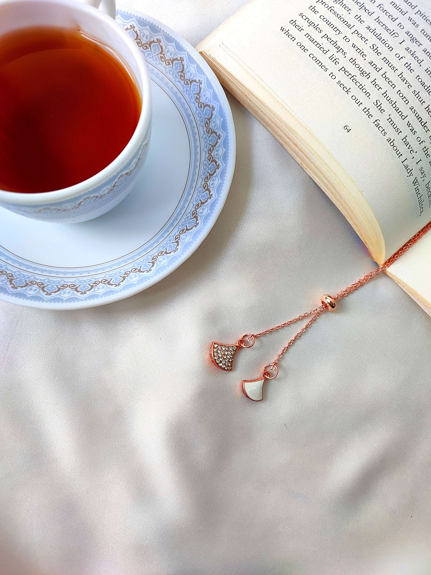 Stone-Studded Bell Pendant Necklace | Fishtail  Elegant Necklace in RoseGold & Golden Colour | Celebrity Inspired Necklace