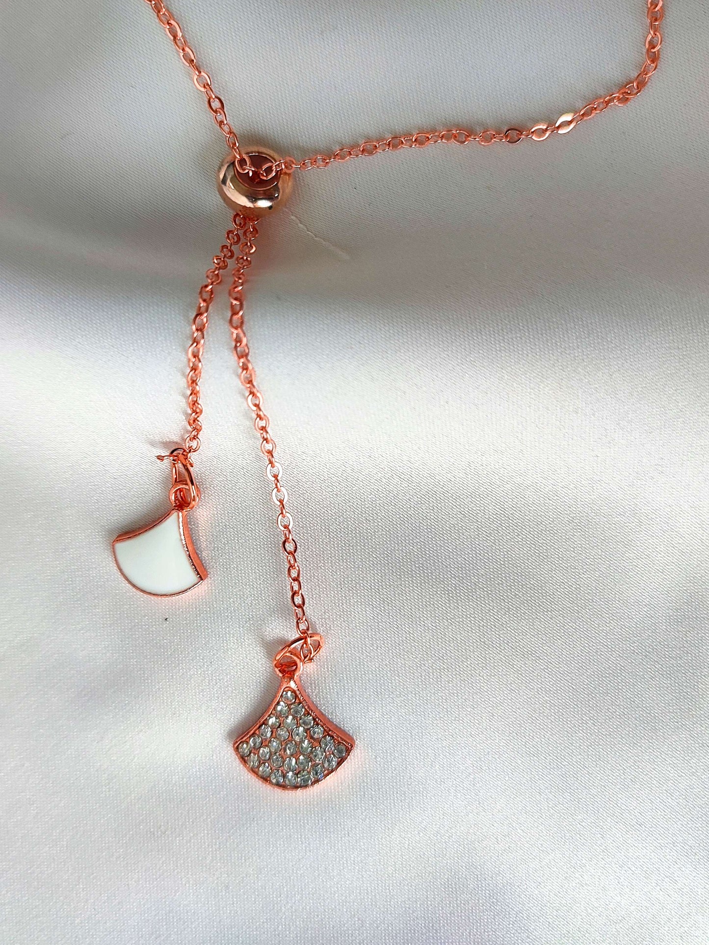 Stone-Studded Bell Pendant Necklace | Fishtail  Elegant Necklace in RoseGold & Golden Colour | Celebrity Inspired Necklace