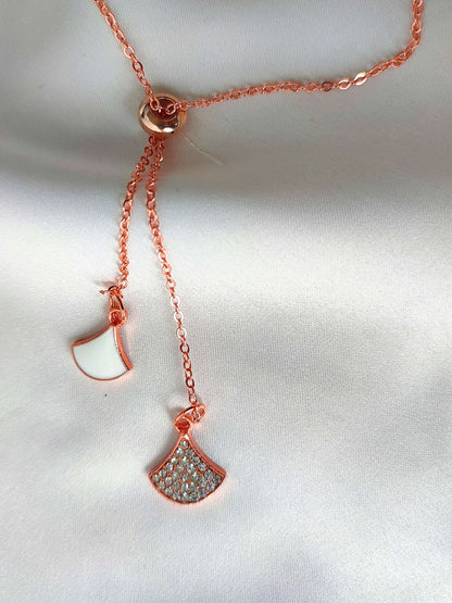 Stone-Studded Bell Pendant Necklace | Fishtail  Elegant Necklace in RoseGold & Golden Colour | Celebrity Inspired Necklace