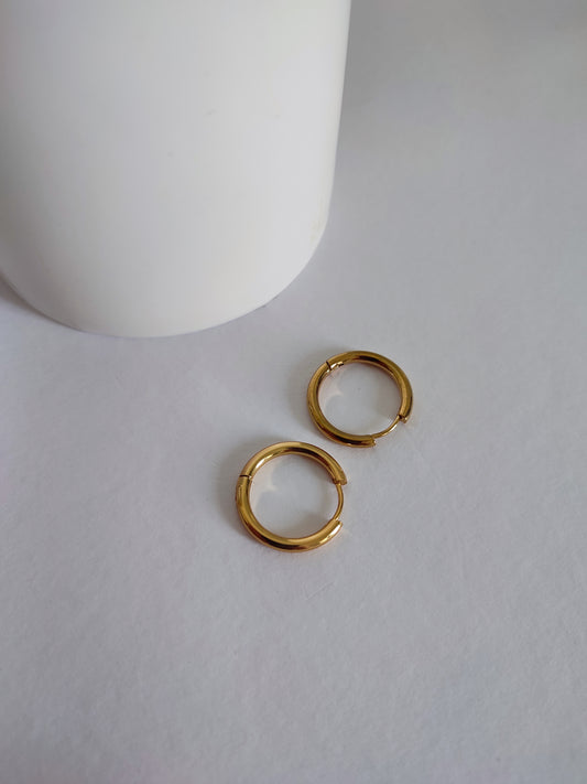Anti-Tarnish Titanium Steel Round Golden Small Size Hoop Earrings | Work Wear Jewellery  | Dainty Jewellery | Daily Wear AM to PM Earrings
