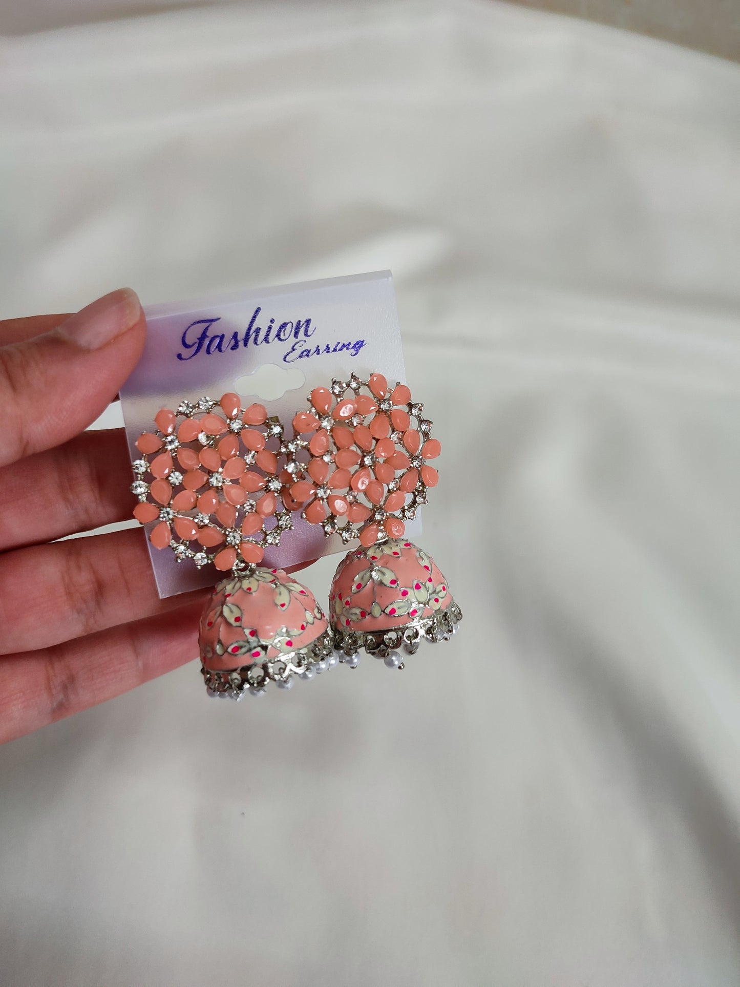 Yellow Kundan Jhumka | Peach Kundan Jhumka | Mini Jhumka