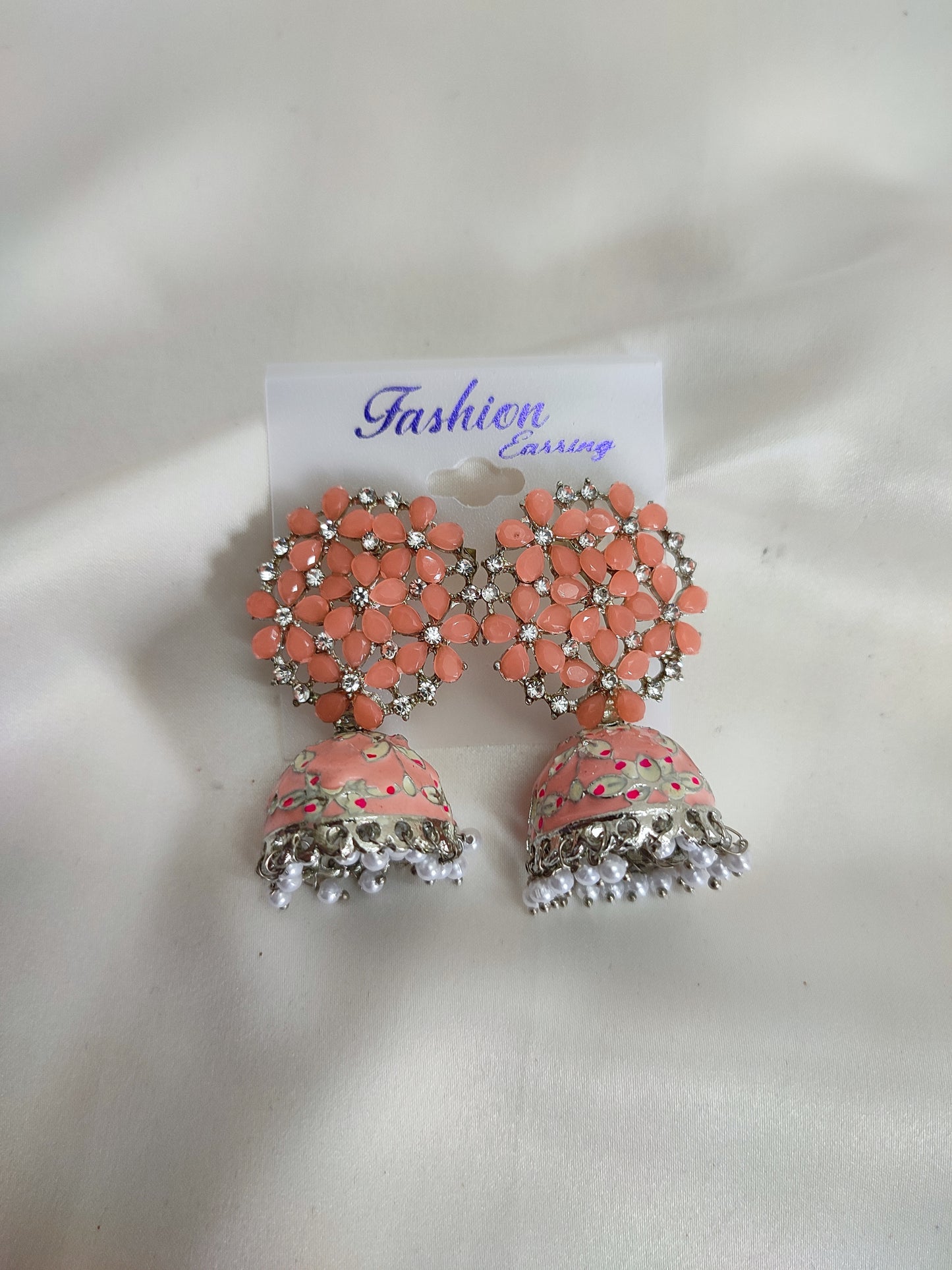 Yellow Kundan Jhumka | Peach Kundan Jhumka | Mini Jhumka