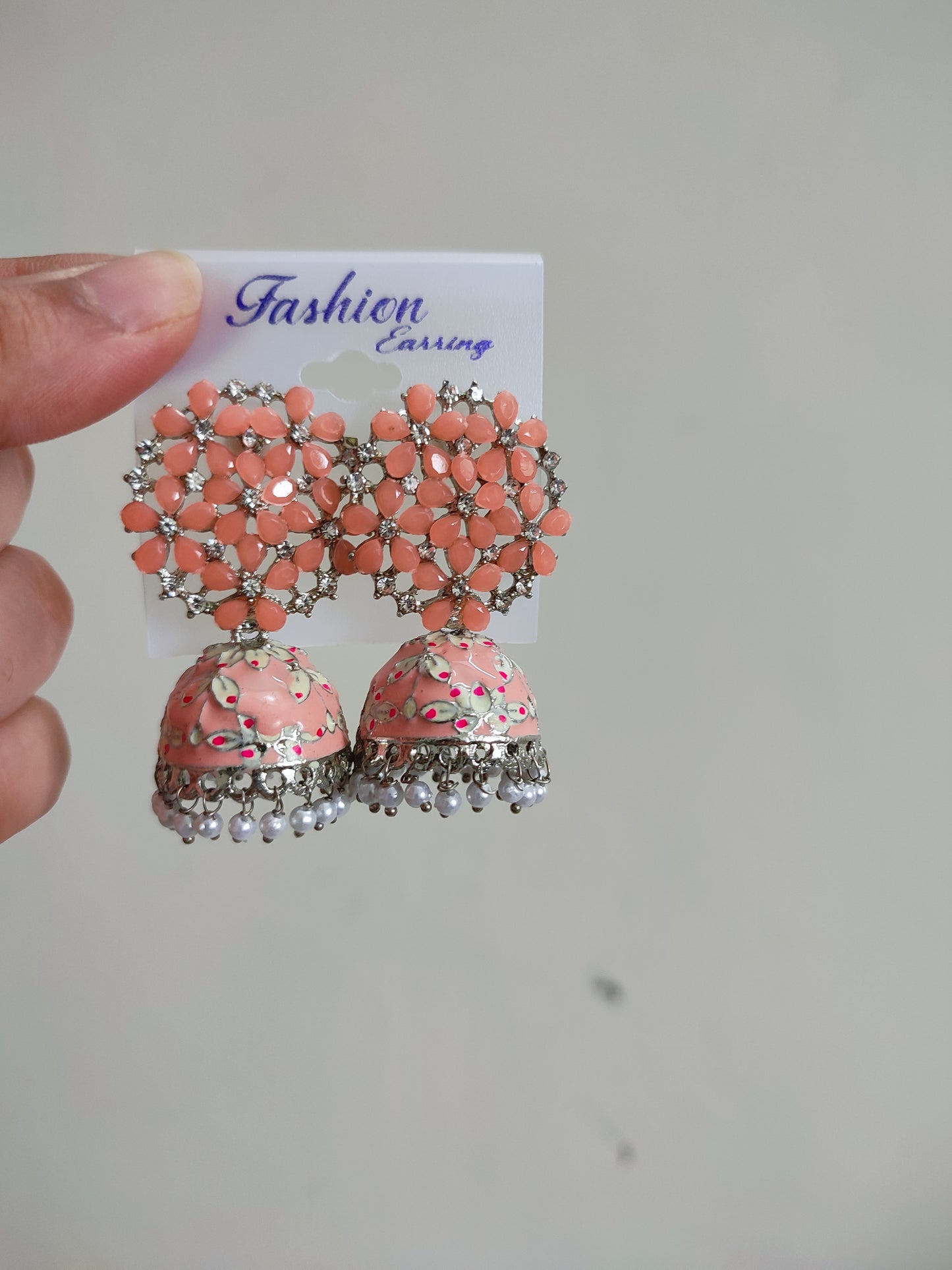 Yellow Kundan Jhumka | Peach Kundan Jhumka | Mini Jhumka