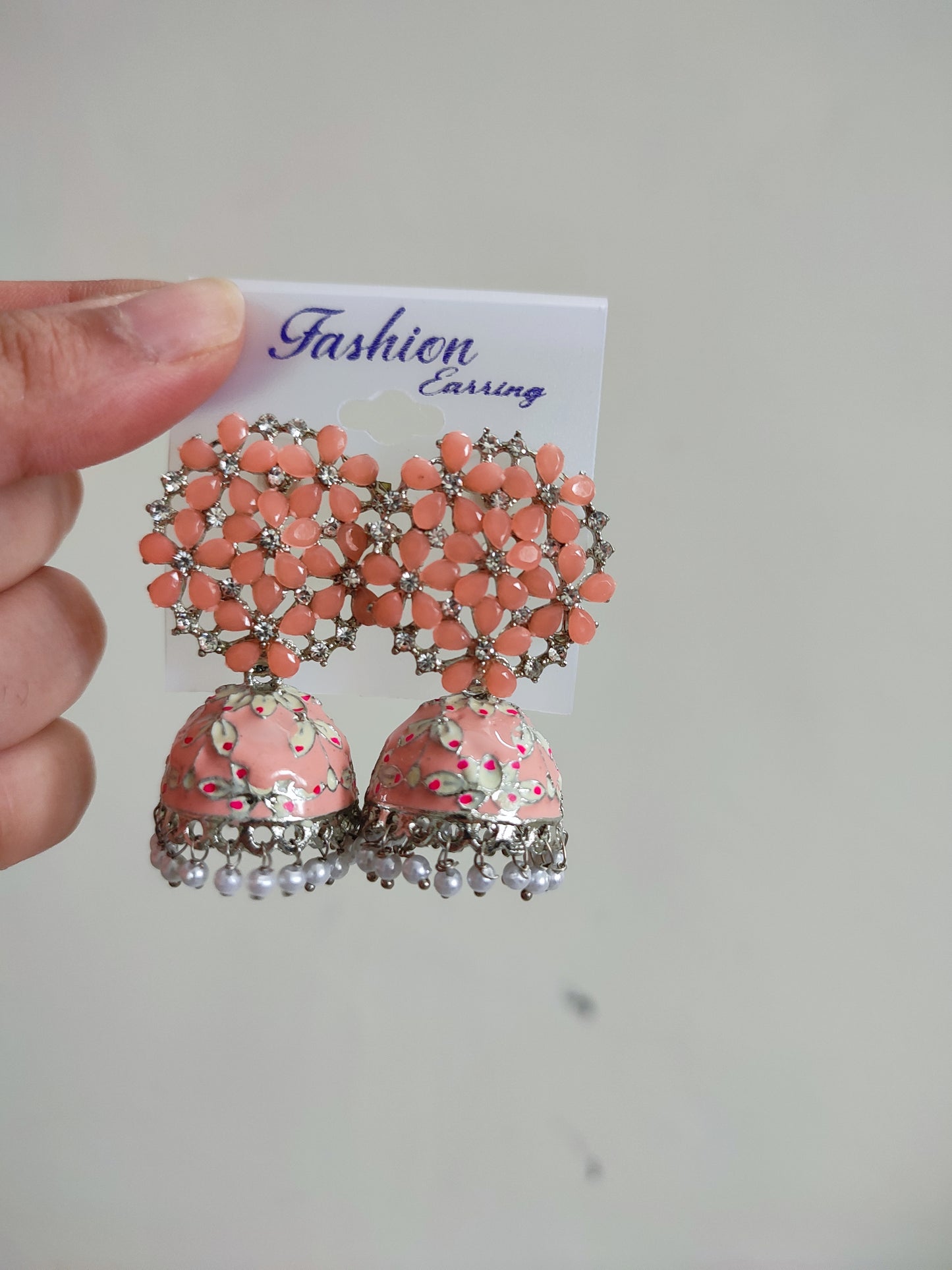 Yellow Kundan Jhumka | Peach Kundan Jhumka | Mini Jhumka