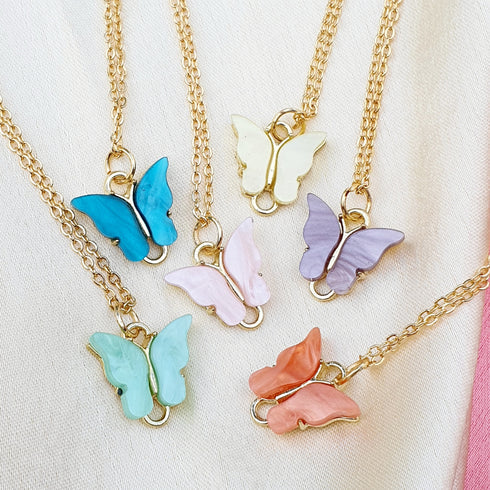 y2k Charm Butterfly Pendant Chain  | Colourful Butterfly Necklace |  Butterfly Necklace | Gift For Her | Casual Wear Necklace
