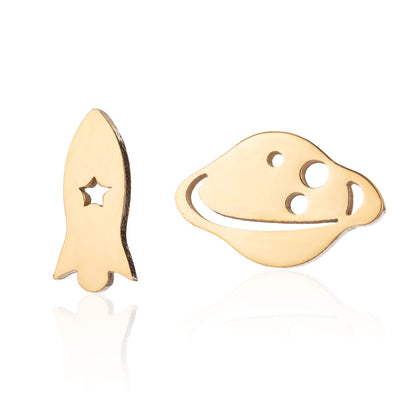 Anti -Tarnish Titanium Steel Spacecraft and Planet Earrings |  Tiny Treasures