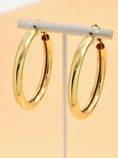 Minimalist Hoop Earrings | Classic Style Commute Round  Hoop Earrings | Golden Hoops | Celebrity Inspired Hoops
