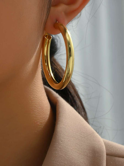 Minimalist Hoop Earrings | Classic Style Commute Round  Hoop Earrings | Golden Hoops | Celebrity Inspired Hoops
