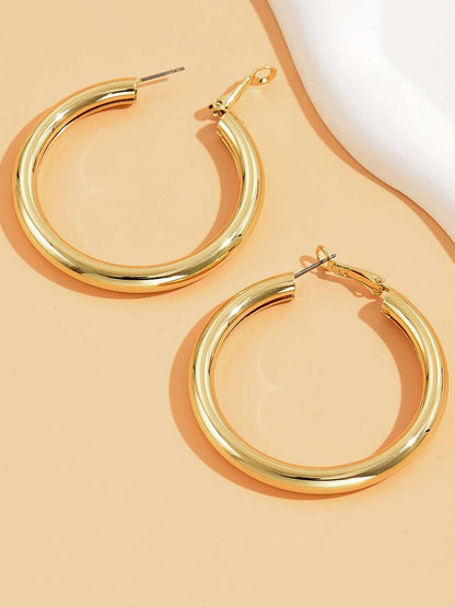 Minimalist Hoop Earrings | Classic Style Commute Round  Hoop Earrings | Golden Hoops | Celebrity Inspired Hoops