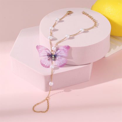 Fairy Style Original Design Butterfly Alloy Beaded Women's Bracelet | Purple Butterfly Bracelet