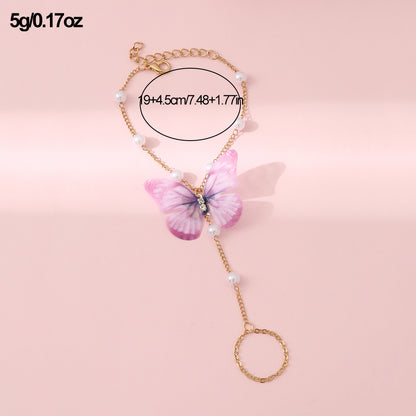 Fairy Style Original Design Butterfly Alloy Beaded Women's Bracelet | Purple Butterfly Bracelet