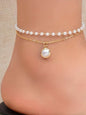 Multi-Layer Pearl Anklet | IG Style Round Alloy Beaded Plating Inlay Pearl Gold Plated Women's Anklet