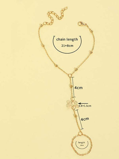 Golden Chimes Hand Bracelet with Chain Ring For Women | Elegant Golden Butterfly Stars Hanging Hand Chain For Women And Girls