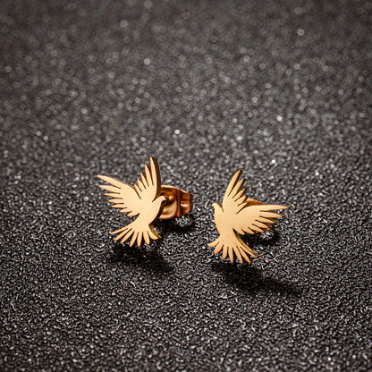 Anti-Tarnish Titanium Steel 18K Gold Plated Eagle Studs | Tiny Treasures