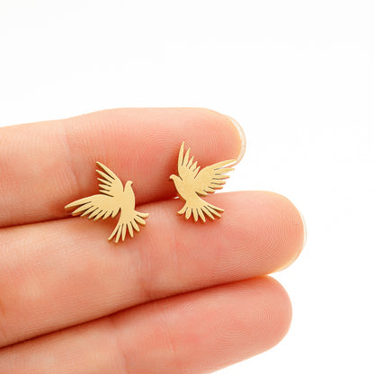Anti-Tarnish Titanium Steel 18K Gold Plated Eagle Studs | Tiny Treasures