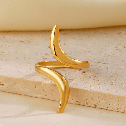 Anti-Tarnish Titanium Steel Golden Abstract Line Ring | Modern Style Gold Plated Ring | Golden Snake Ring |  Open Lines Ring |