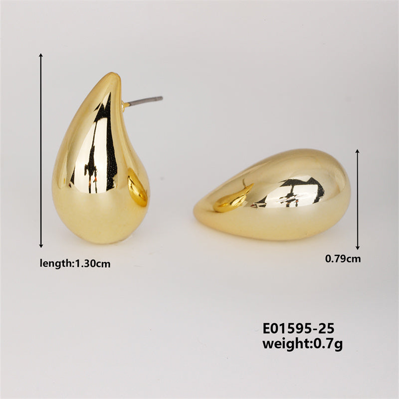Geometric Irregular ,Heart , Teardrop, Half C Shape Ccp K Gold Plated Ear Studs