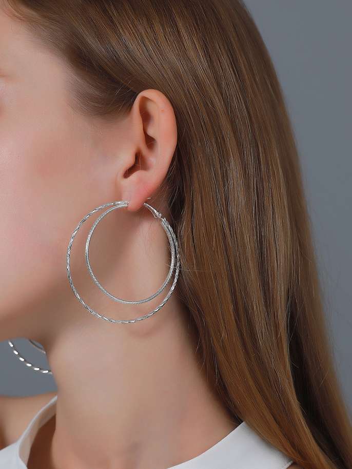 Two Layer Simple Style Hoops | Layer Hoops | Double Layer Hoops