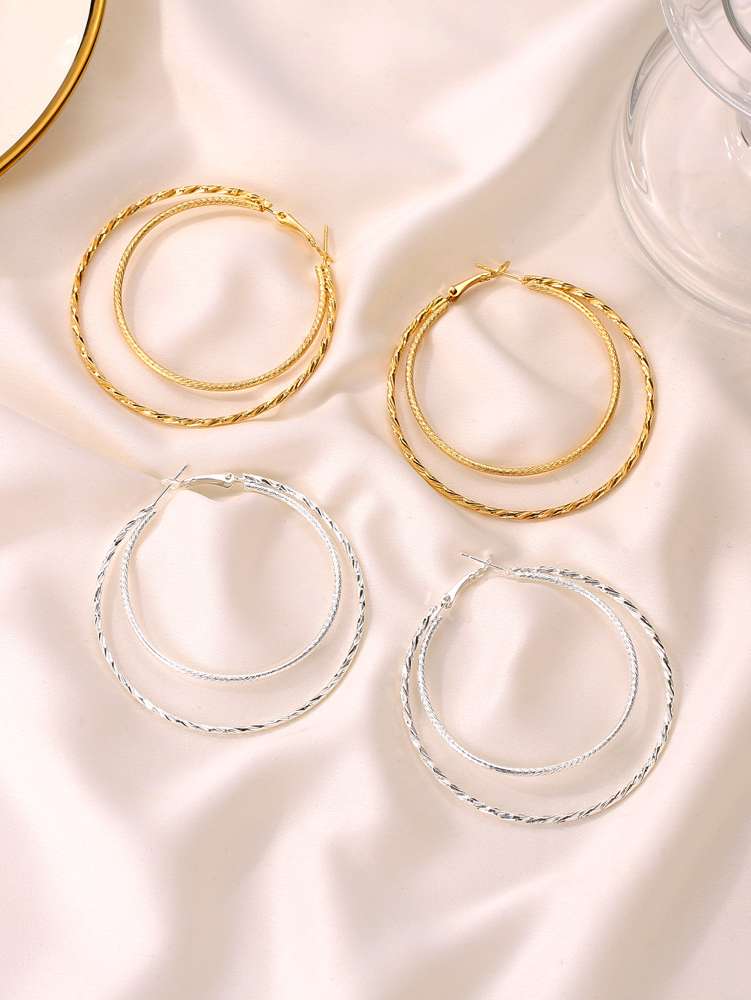 Two Layer Simple Style Hoops | Layer Hoops | Double Layer Hoops