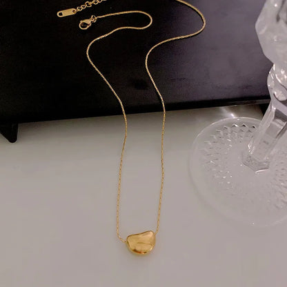 Anti-Tarnish Titanium Steel Plating Pendant Necklace Golden Little Bean Necklace | Celebrity Inspired Necklace