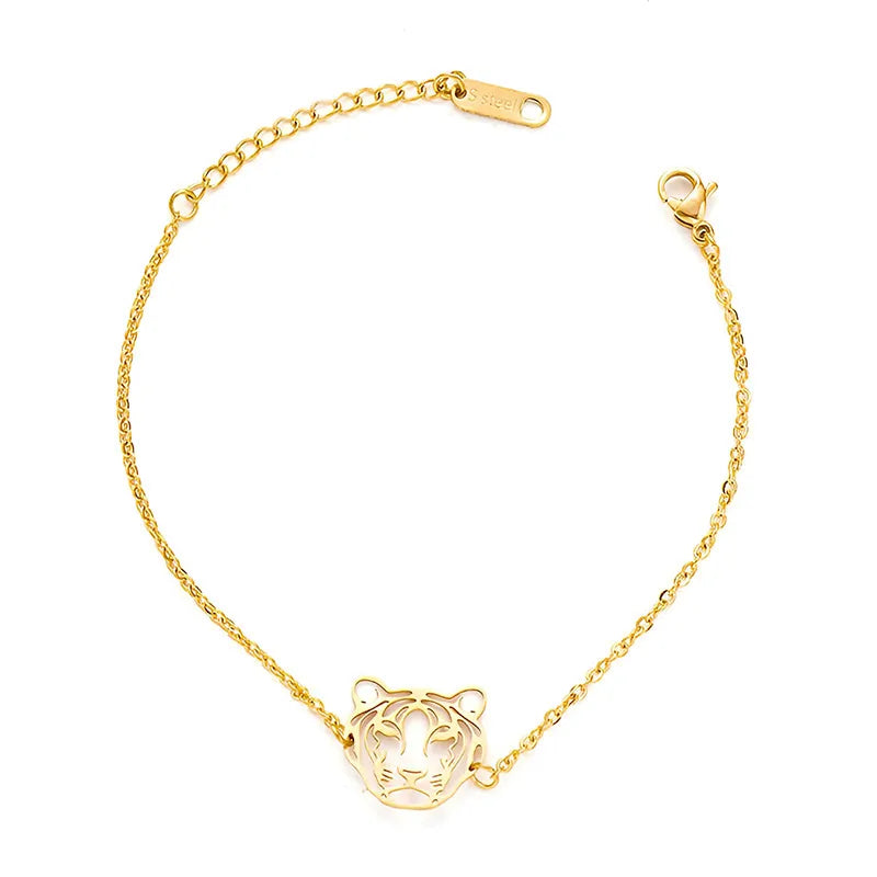 Tiger Head Gold Plated Animal Necklace | Tigress Necklace | Necklace for Animal Lovers
