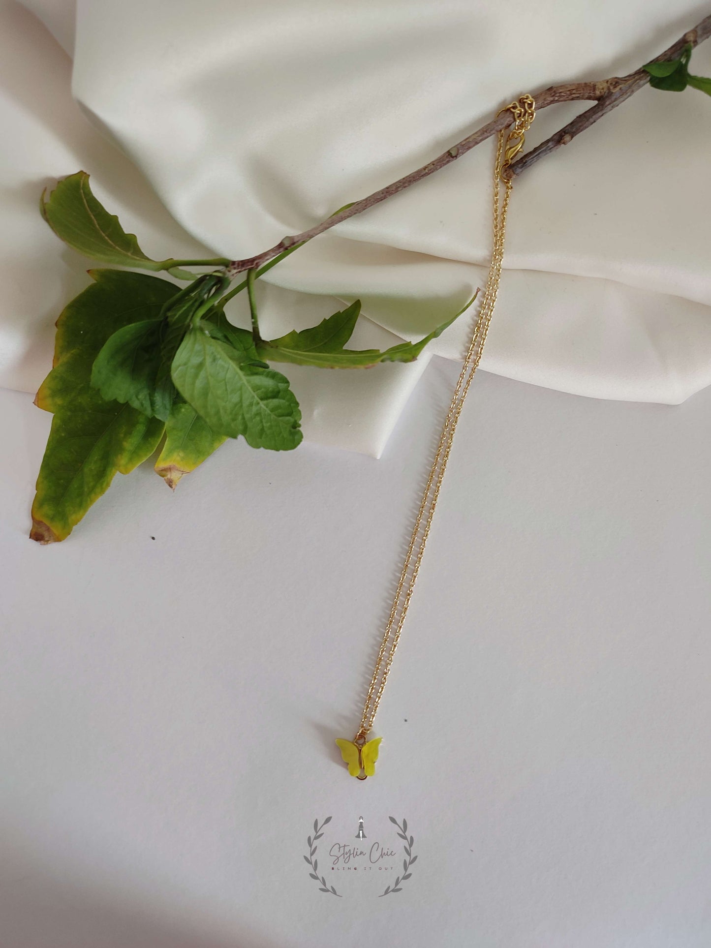 y2k Charm Butterfly Pendant Chain  | Colourful Butterfly Necklace |  Butterfly Necklace | Gift For Her | Casual Wear Necklace