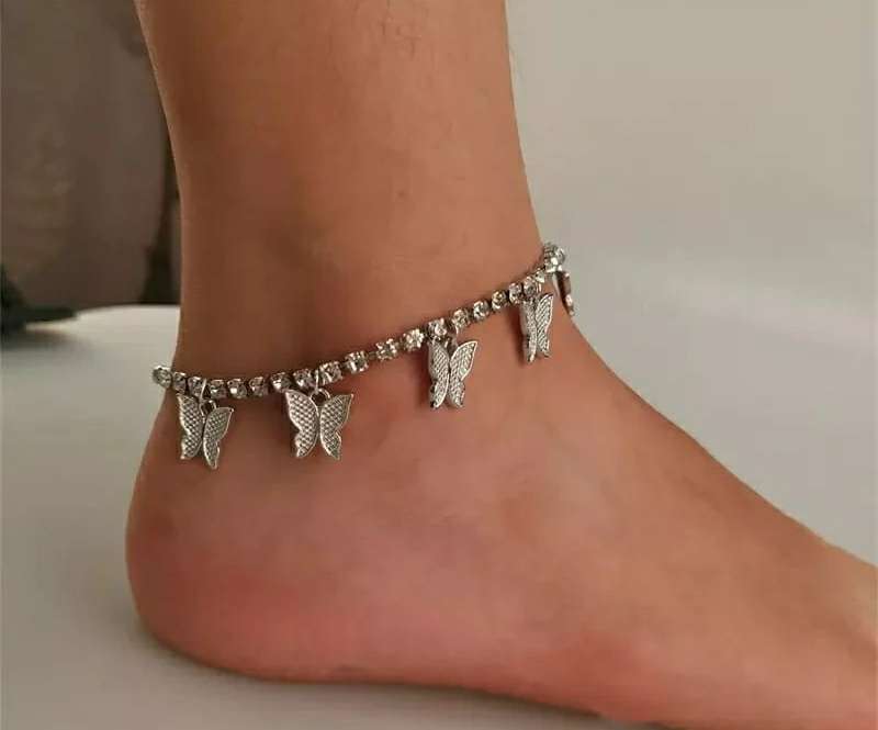 Butterfly Rhinestones Anklets | Anklet For Women | Boho Anklet | Beach Wear Jewellery