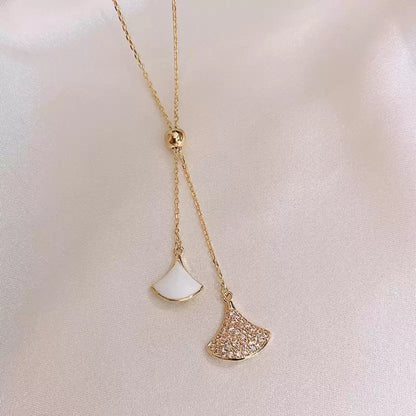 Stone-Studded Bell Pendant Necklace | Fishtail  Elegant Necklace in RoseGold & Golden Colour | Celebrity Inspired Necklace