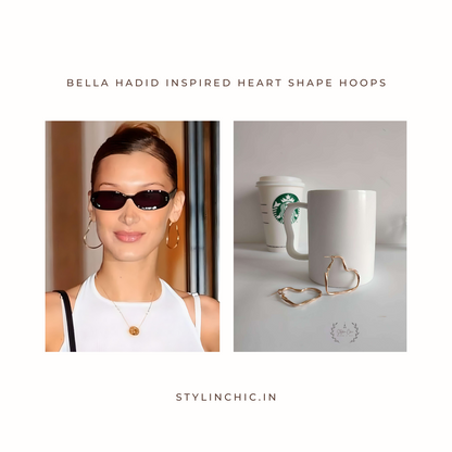 Heart Shape Golden Hoops | Heart Earrings | Gift For Her | Romantic Gift Idea