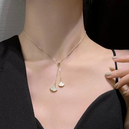 Stone-Studded Bell Pendant Necklace | Fishtail  Elegant Necklace in RoseGold & Golden Colour | Celebrity Inspired Necklace