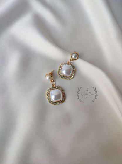 Square Pearl Earrings | Romantic Gift Ideas | Gift For Her | Romantic Jewellery Gift for Her | Date Wear Jewellery